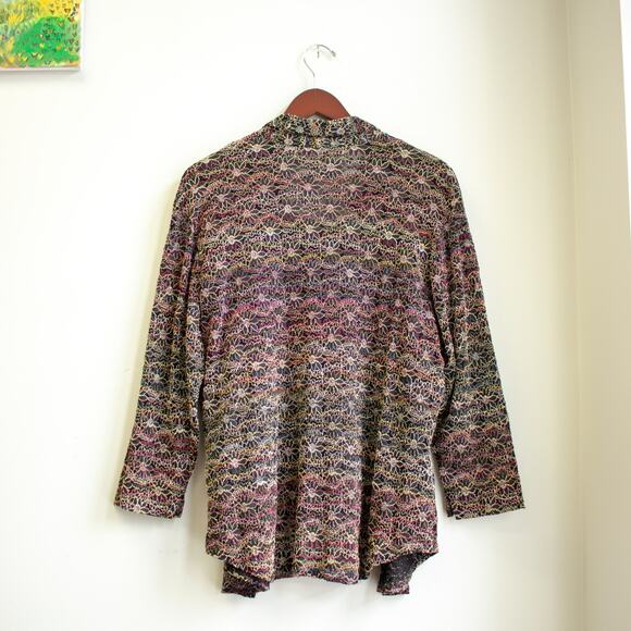 Vintage Chico's Design Sheer Embroidered Floral Cardigan Top Set Size Small - Picture 8 of 8